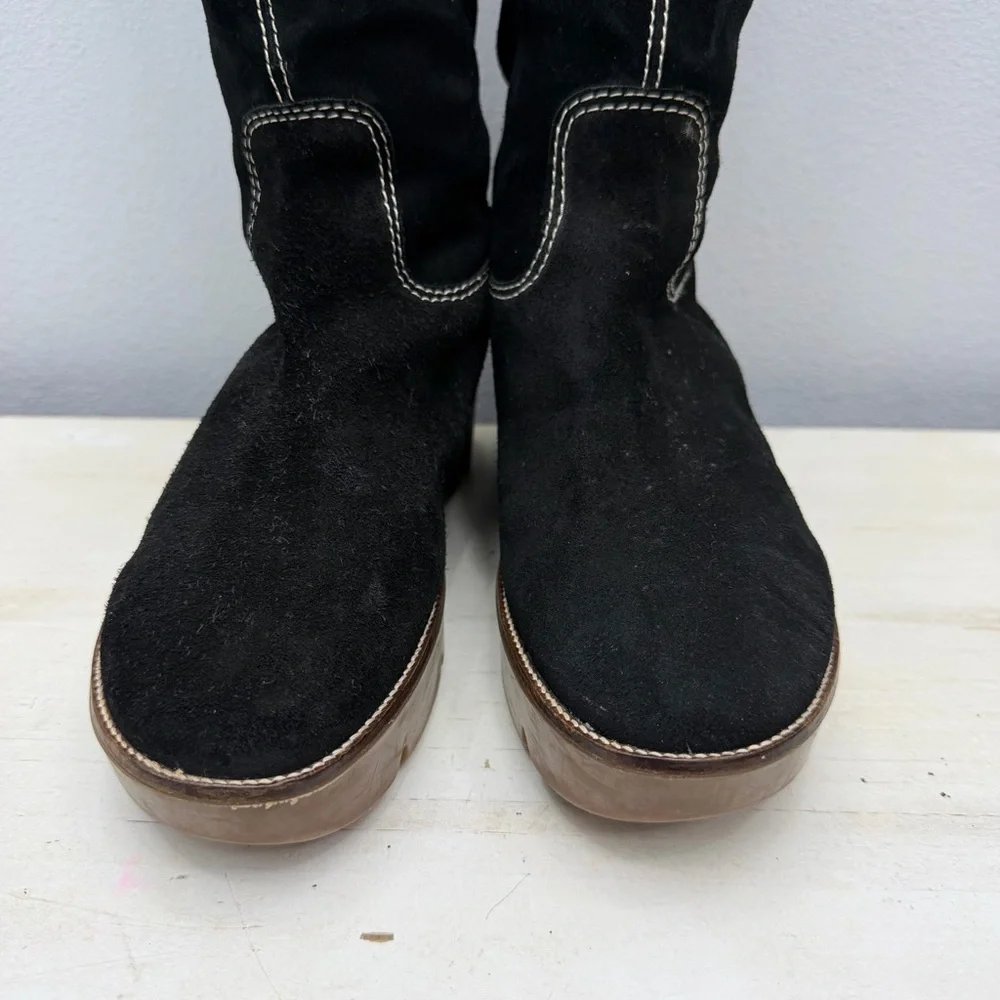 Kors Michael Kors Black Suede Wedge Winter Boots Size 8